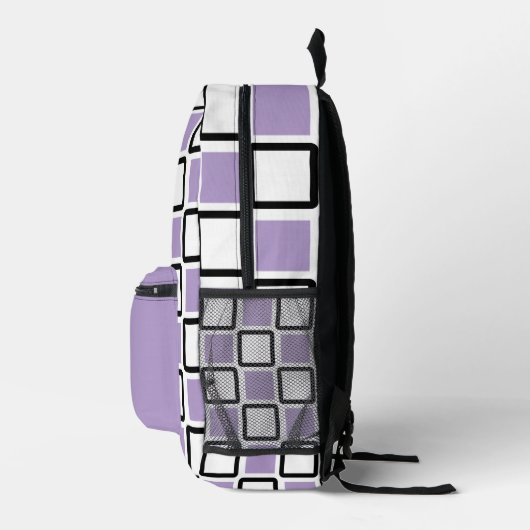 Stand Out with the Pale Purple and White Geometric Bedrukte Rugzak (Rechts)