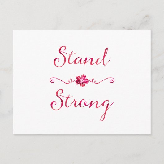 Stand Sterke Inspirerend Sterkte Roze Quote Briefkaart (Voorkant)