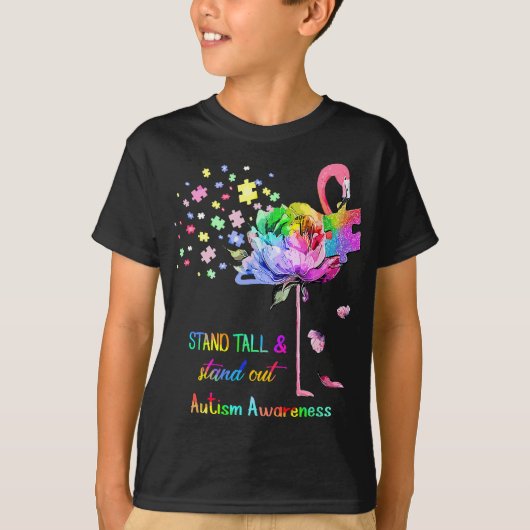 Stand Tall And Stand Out Flamingo Autism Awareness T-shirt (Voorkant)