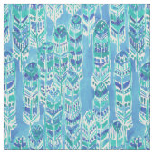 STAND TALL Aqua Tribal Boho Chic Feathers Stof (Swatch)