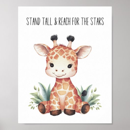 Stand Tall - Baby Giraffe Safari Nursery Art Poster (Voorkant)