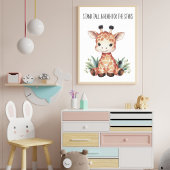 Stand Tall - Baby Giraffe Safari Nursery Art Poster