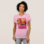 Stand Tall Flamingo Whimsical Pink Sinaasappel T-shirt (Voorkant volledig)