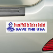 Stand Tall & Risk a Bullet Red de Amerikaanse patr Bumpersticker (Op auto)