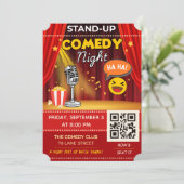 Stand-Up Comedy Night Ticket | QR Code Invite Kaart (Staand voorkant)