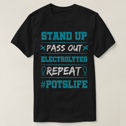 Stand-up elektrolyten POTS Awareness Turquoise Rib T-shirt (Design voorkant)