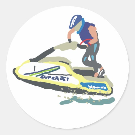 Stand Up Jet Ski Superjet Ronde Sticker (Voorkant)