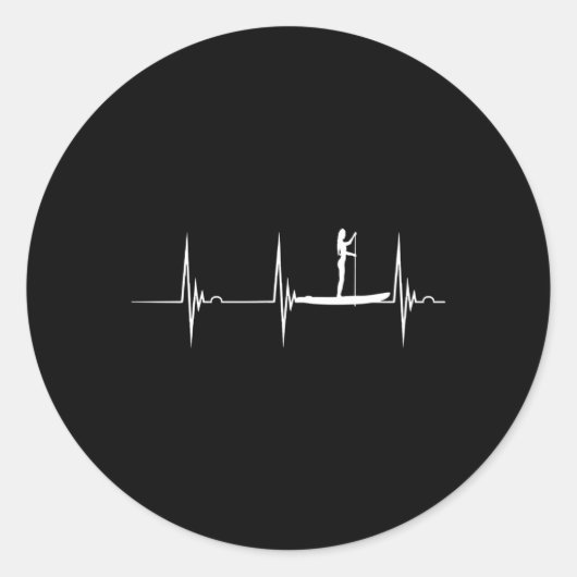 Stand Up Paddle Board Hebeat EKG Pulse Sup Surfer Ronde Sticker (Voorkant)