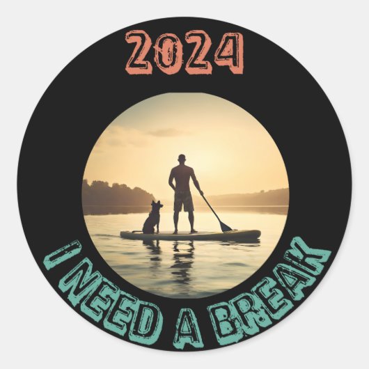 Stand up paddle board surfen met hond ronde sticker (Voorkant)