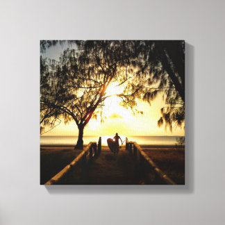 Stand Up Paddle Boarding Sunrise Stretched Canvas Afdruk