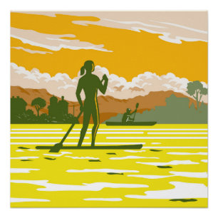 Stand Up Paddle in de baai van Kotor Montenegro WP Perfect Poster