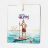 Stand-Up Paddle Santa — Coastal Christmas Holiday Keramisch Ornament (Links)