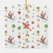 Stand-Up Paddle Santa — Coastal Christmas Holiday Keramisch Ornament (Achterkant)