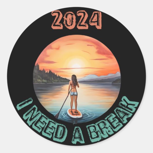 Stand Up Paddleboard Surfen in het paradijs Ronde Sticker (Voorkant)