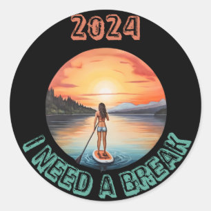 Stand Up Paddleboard Surfen in het paradijs Ronde Sticker