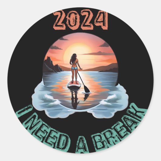 Stand Up Paddleboard Surfen Serenity Ronde Sticker (Voorkant)