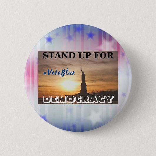 STAND-UP VOOR DEMOCRATIE #VoteBlue Button (Voorkant)