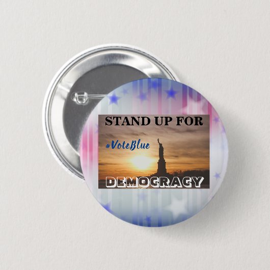 STAND-UP VOOR DEMOCRATIE #VoteBlue Button (Voorkant /achterkant)