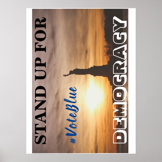 STAND-UP VOOR DEMOCRATIE #VoteBlue Poster (Voorkant)