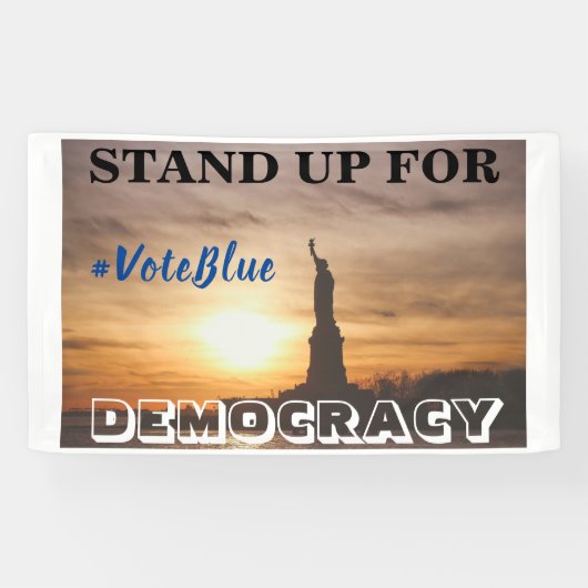 STAND-UP VOOR DEMOCRATIE #VoteBlue Spandoek (Horizontaal)