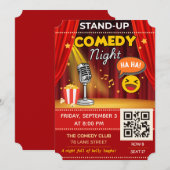 Stand-upcomedy avond ticket | QR Code uitnodiging (Voorkant / Achterkant)