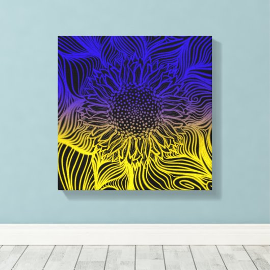Stand van zaken met de abstracte zonnebloem in Oek Canvas Afdruk (Insitu (Houten vloer))