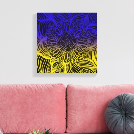 Stand van zaken met de abstracte zonnebloem in Oek Canvas Afdruk (Insitu (Woonkamer))