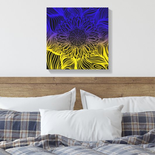 Stand van zaken met de abstracte zonnebloem in Oek Canvas Afdruk (Insitu (Slaapkamer))