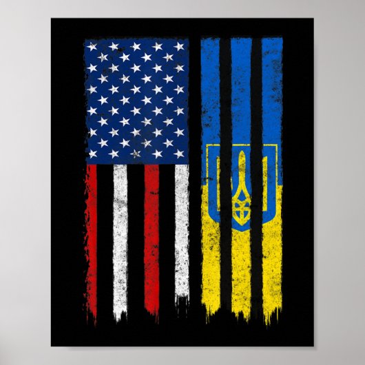 Stand van zaken met de Oekraïense Amerikaanse vlag Poster (Voorkant)