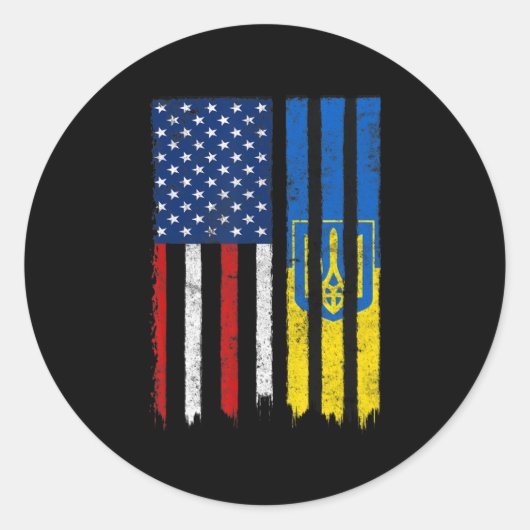 Stand van zaken met de Oekraïense Amerikaanse vlag Ronde Sticker (Voorkant)