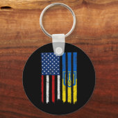 Stand van zaken met de Oekraïense Amerikaanse vlag Sleutelhanger (Voorkant)
