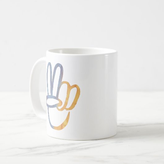 Stand van zaken met Oekraïne - PEACE-symbool V-Sig Koffiemok (Voorkant links)