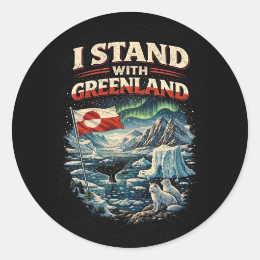 Stand with Greenland Ronde Sticker (Voorkant)