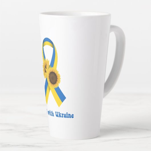Stand With Ukraine Support Ribbon Latte Mok (Rechterhoek)
