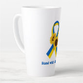 Stand With Ukraine Support Ribbon Latte Mok (Linkerhoek)