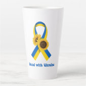 Stand With Ukraine Support Ribbon Latte Mok (Voorkant)
