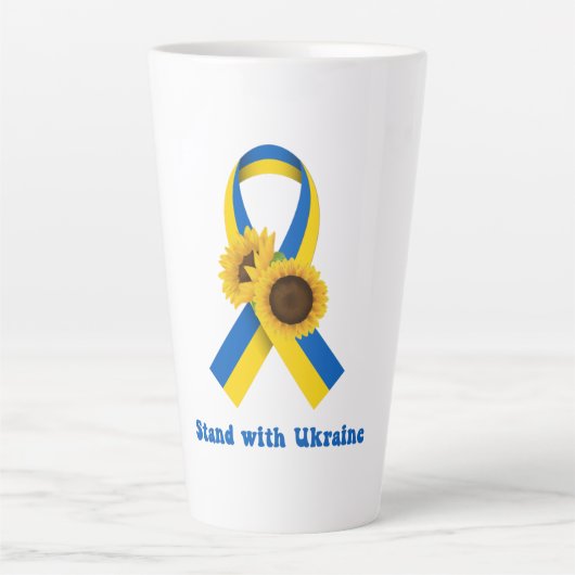 Stand With Ukraine Support Ribbon Latte Mok (Voorkant)