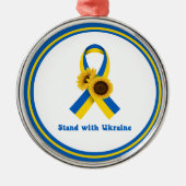 Stand With Ukraine Support Ribbon Metalen Ornament (Voorkant)