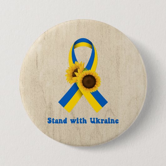 Stand With Ukraine Support Ribbon Ronde Button 7,6 Cm (Voorkant)