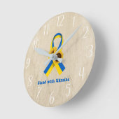 Stand With Ukraine Support Ribbon Ronde Klok (Hoek)