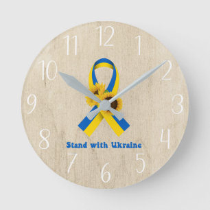 Stand With Ukraine Support Ribbon Ronde Klok