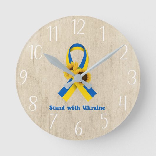 Stand With Ukraine Support Ribbon Ronde Klok (Voorkant)