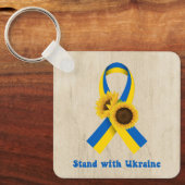 Stand With Ukraine Support Ribbon Sleutelhanger (Voorkant)