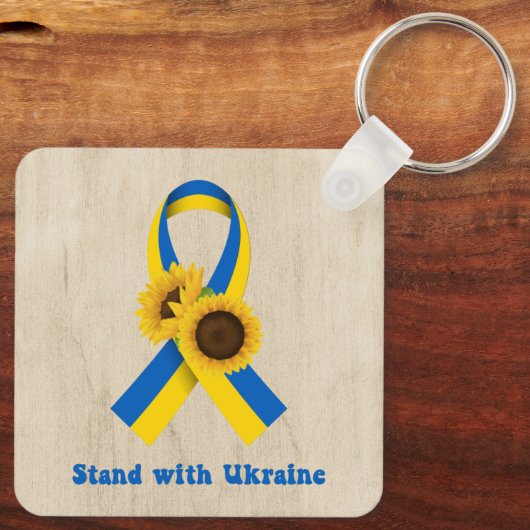 Stand With Ukraine Support Ribbon Sleutelhanger (Achterkant)
