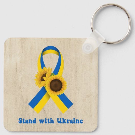 Stand With Ukraine Support Ribbon Sleutelhanger (Achterkant)