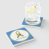 Stand With Ukraine Support Ribbon Stenen Onderzetter (Zijkant)