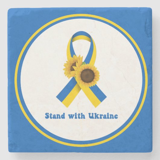 Stand With Ukraine Support Ribbon Stenen Onderzetter (Voorkant)