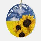 Stand with Ukraine yellow and blue with sunflowers Keramisch Ornament (Links)