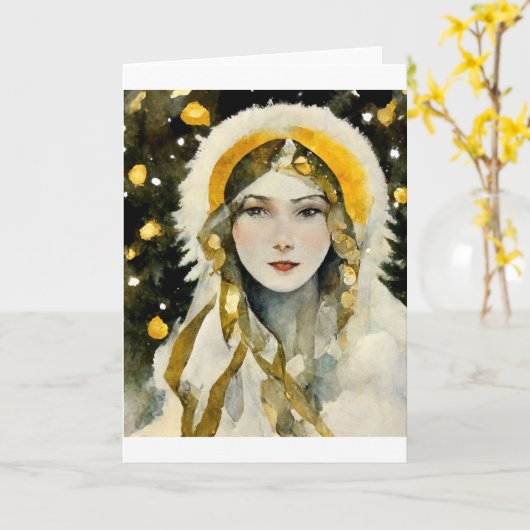 Standaard, 13 x 18 cm dubbelgevouwen wenskaart kaart (Gele Bloem)