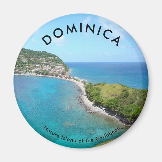 Standaard, 2¼ inch ronde magneet - DOMINICA (Voorkant)